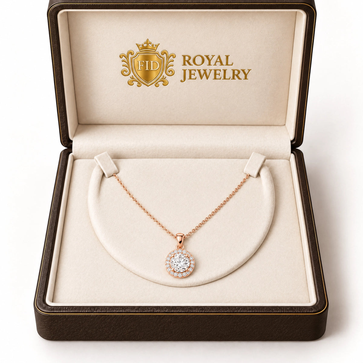 Éclat Round Lab-Grown Diamond Halo Pendant - Rose Gold