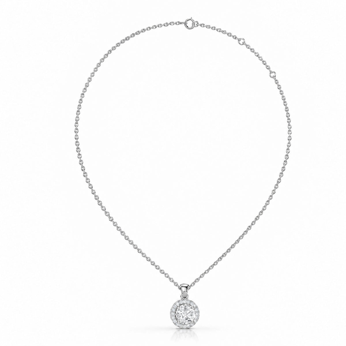 Éclat Round Lab-Grown Diamond Halo Pendant - White Gold