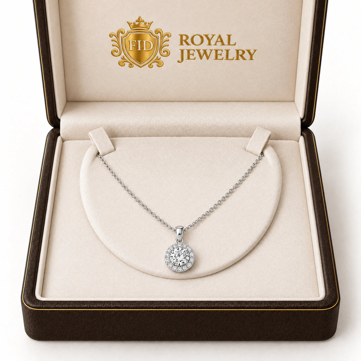 Éclat Round Lab-Grown Diamond Halo Pendant - White Gold