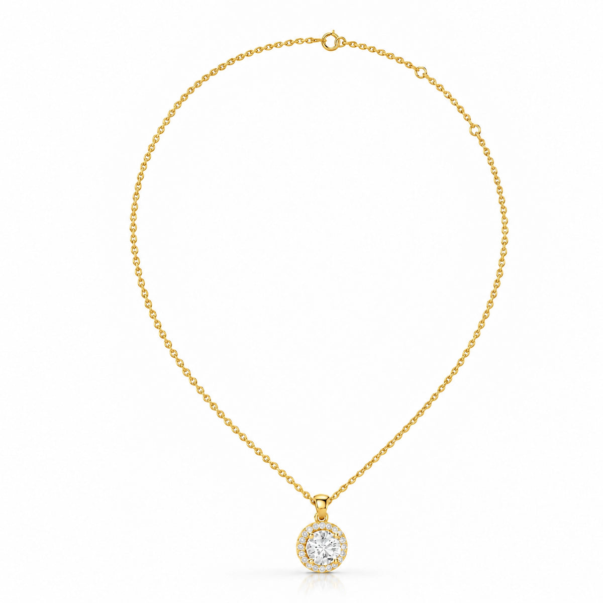 Éclat Round Lab-Grown Diamond Halo Pendant - Yellow Gold