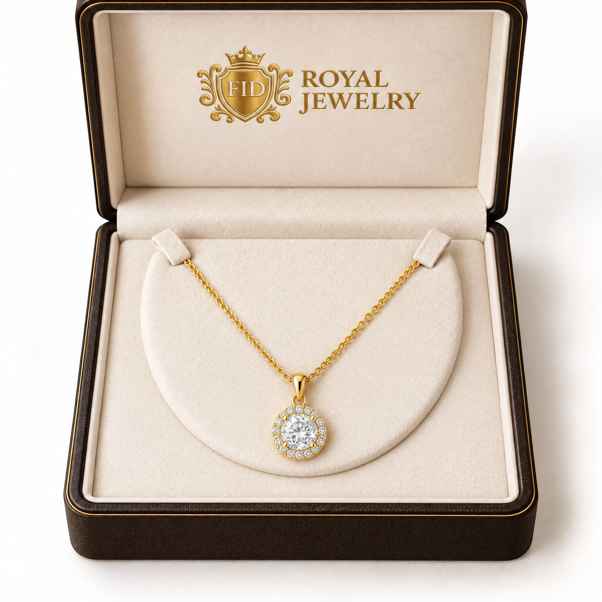 Éclat Round Lab-Grown Diamond Halo Pendant - Yellow Gold