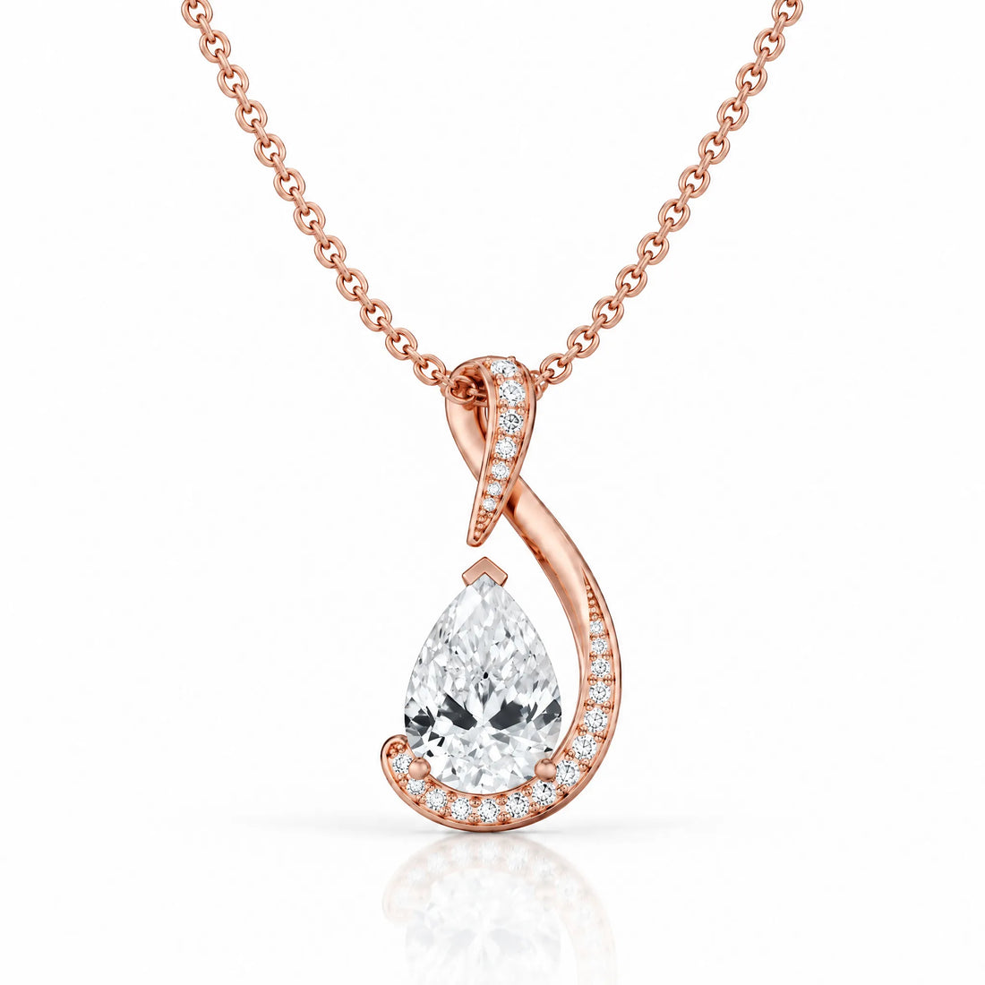 Volute Pear Lab-Grown Diamond Swirl Pendant - Rose Gold
