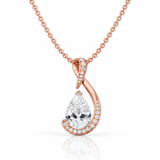 Volute Pear Lab-Grown Diamond Swirl Pendant - Rose Gold