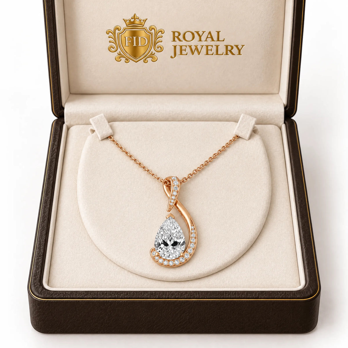 Volute Pear Lab-Grown Diamond Swirl Pendant - Rose Gold