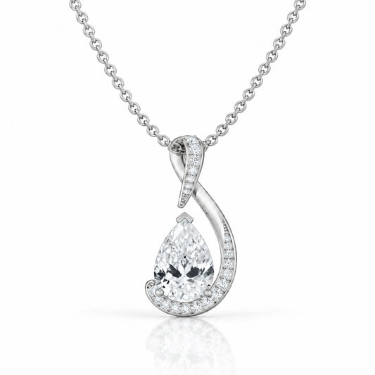 Volute Pear Lab-Grown Diamond Swirl Pendant - White Gold