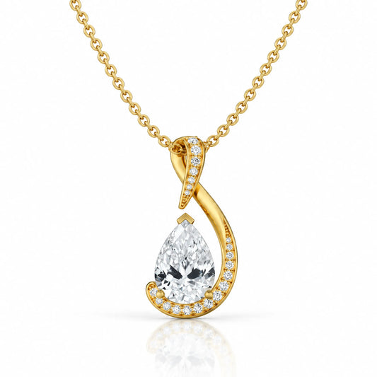 Volute Pear Lab-Grown Diamond Swirl Pendant - Yellow Gold