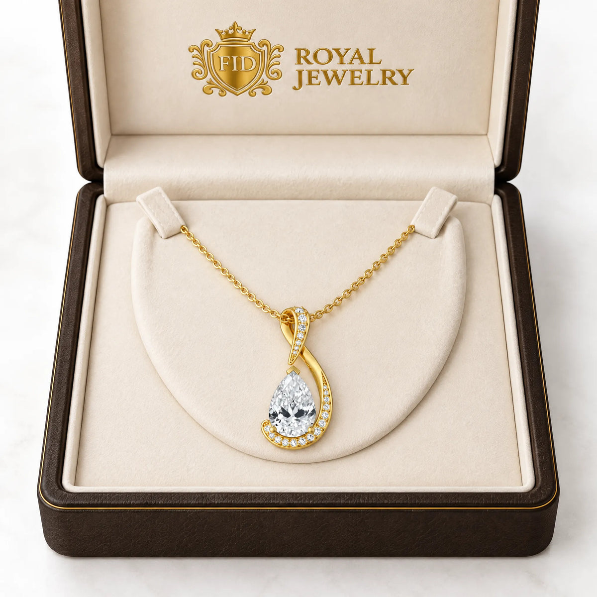 Volute Pear Lab-Grown Diamond Swirl Pendant - Yellow Gold