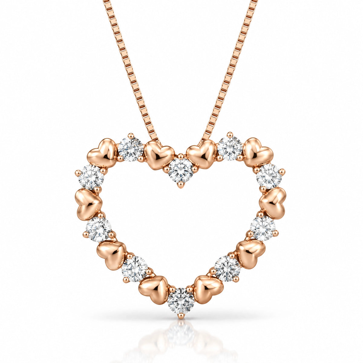 Amour Lab-Grown Diamond Open Heart Pendant - Rose Gold
