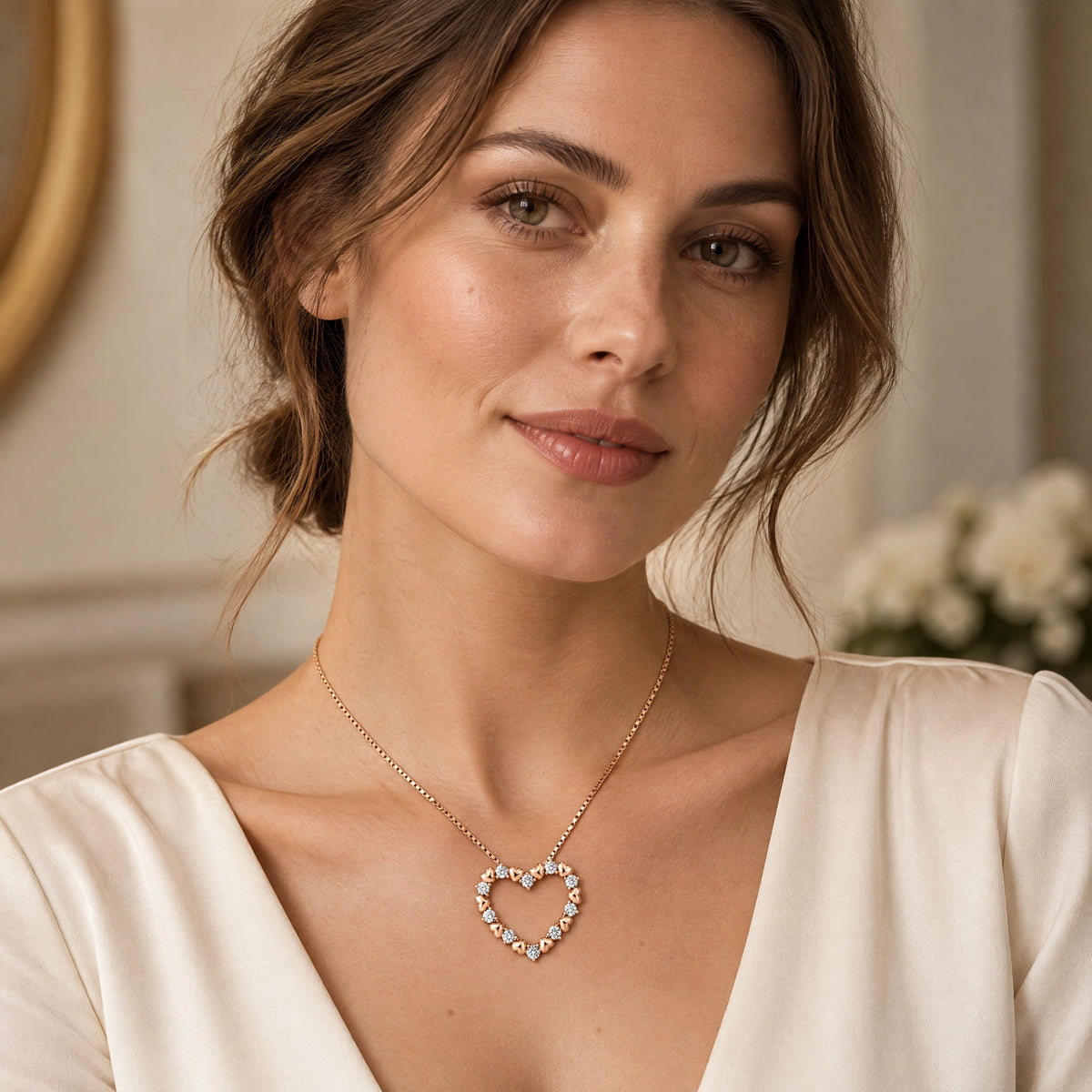 Amour Lab-Grown Diamond Open Heart Pendant - Rose Gold