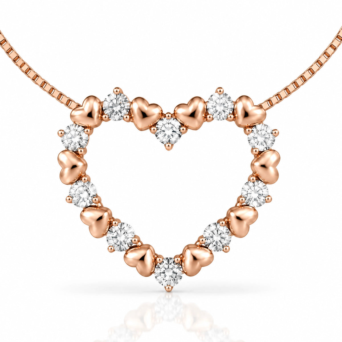 Amour Lab-Grown Diamond Open Heart Pendant - Rose Gold