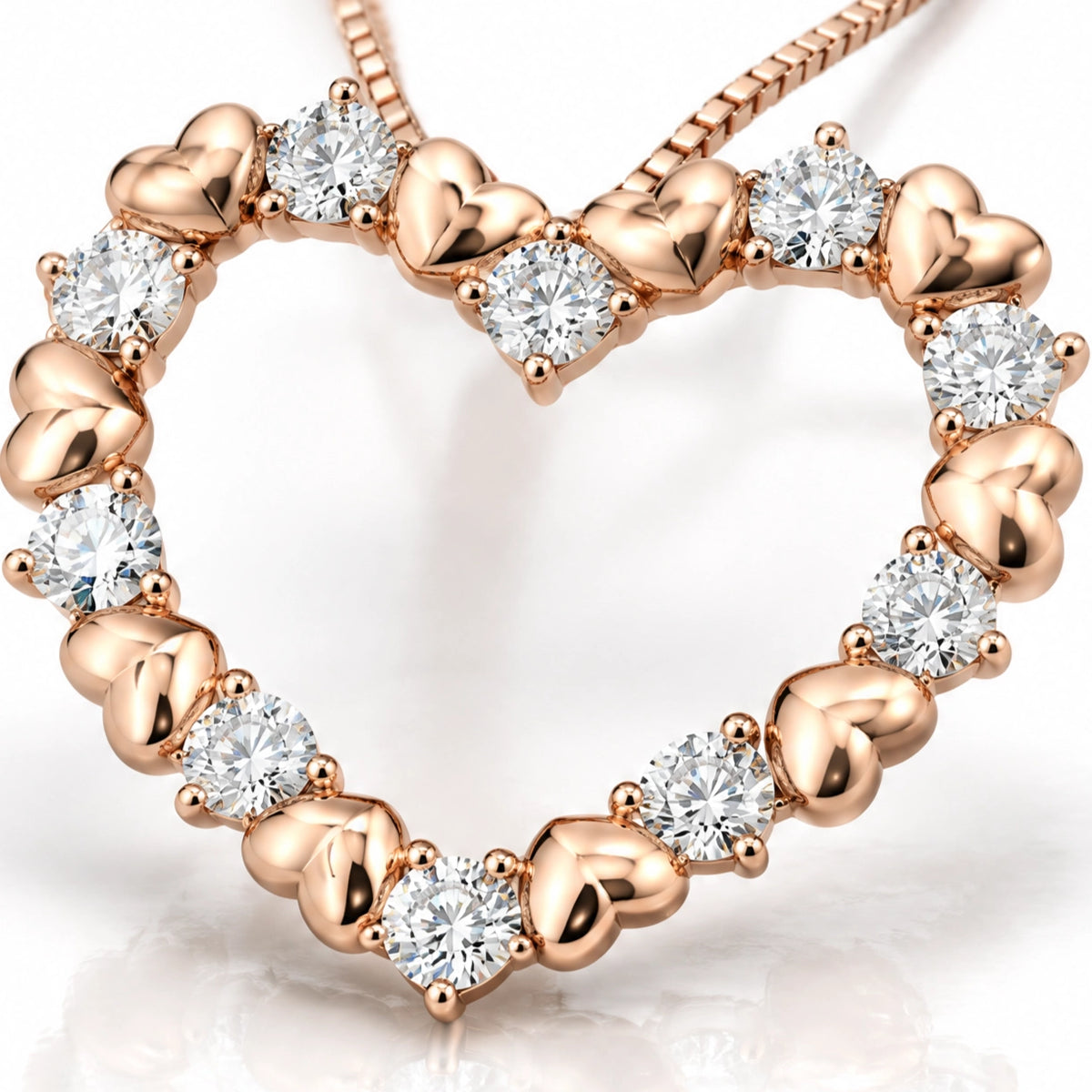Amour Lab-Grown Diamond Open Heart Pendant - Rose Gold