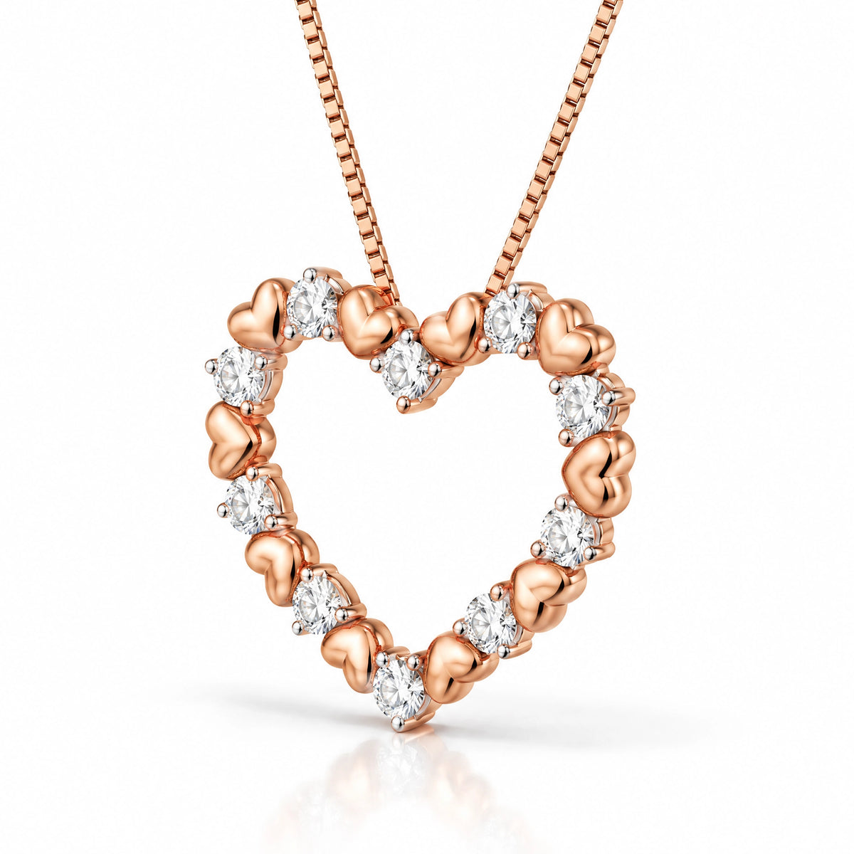 Amour Lab-Grown Diamond Open Heart Pendant - Rose Gold