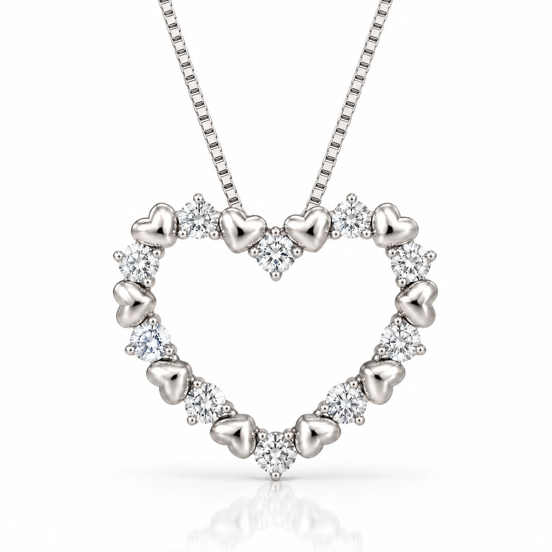 Amour Lab-Grown Diamond Open Heart Pendant - White Gold