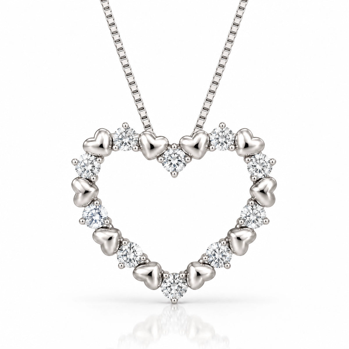 Amour Lab-Grown Diamond Open Heart Pendant - White Gold