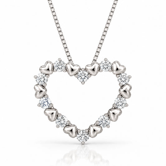 Amour Lab-Grown Diamond Open Heart Pendant - White Gold