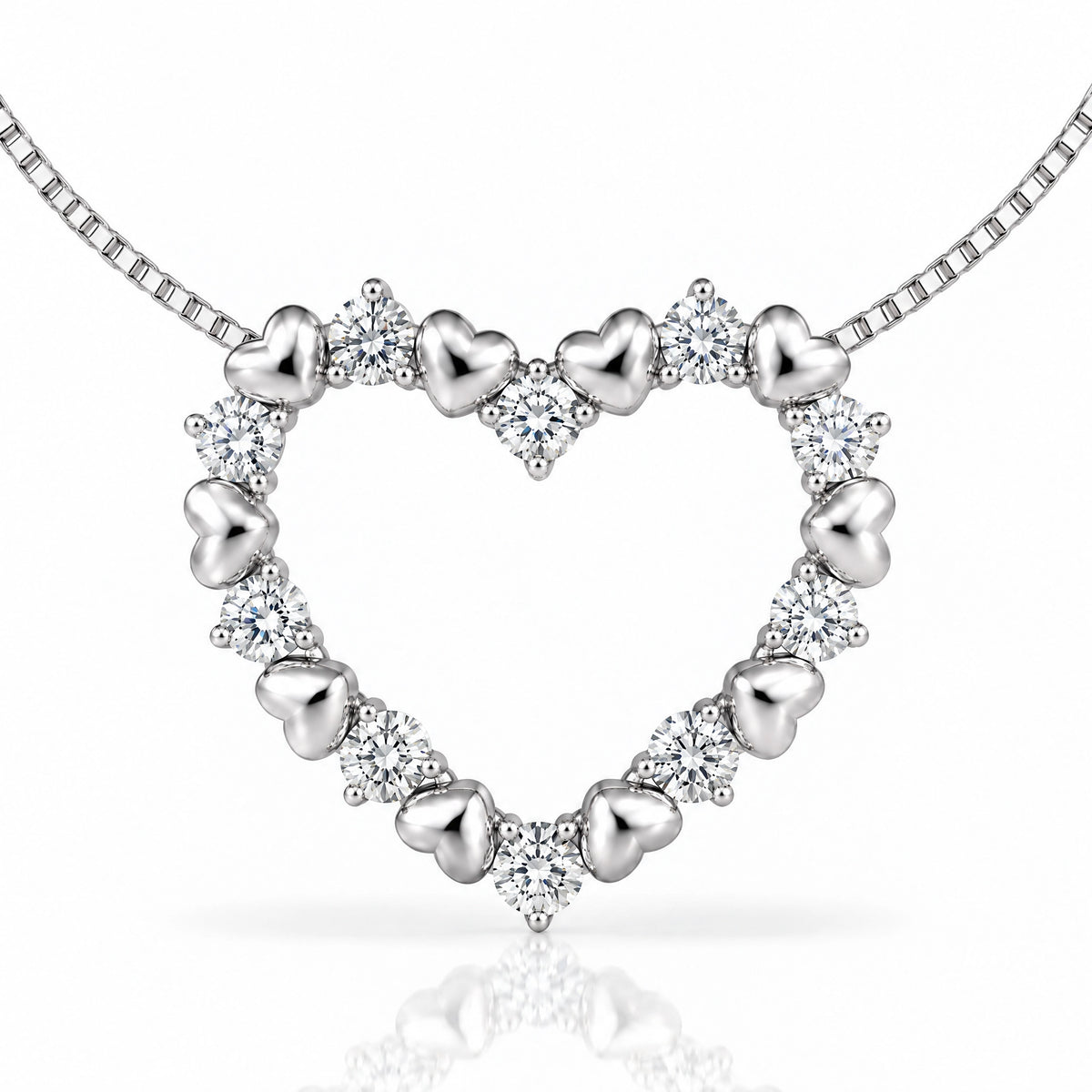 Amour Lab-Grown Diamond Open Heart Pendant - White Gold