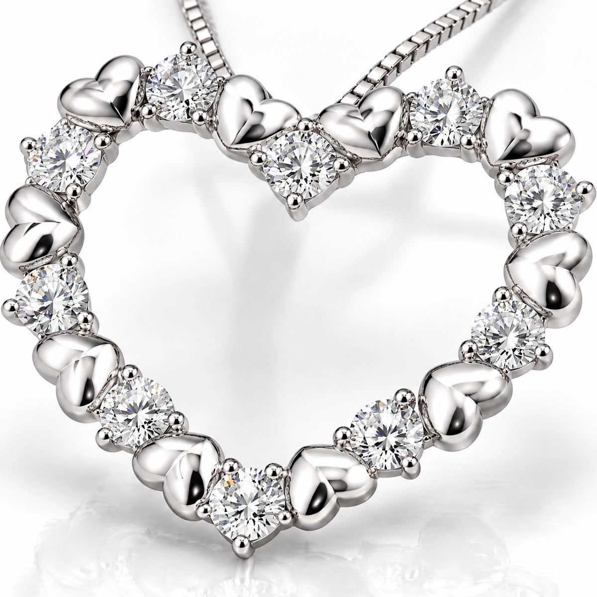 Amour Lab-Grown Diamond Open Heart Pendant - White Gold
