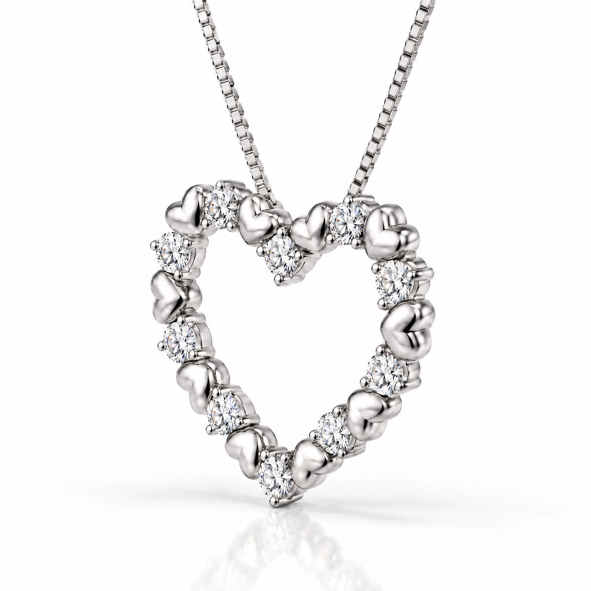 Amour Lab-Grown Diamond Open Heart Pendant - White Gold