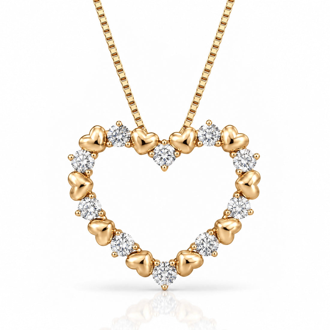 Amour Lab-Grown Diamond Open Heart Pendant - Yellow Gold