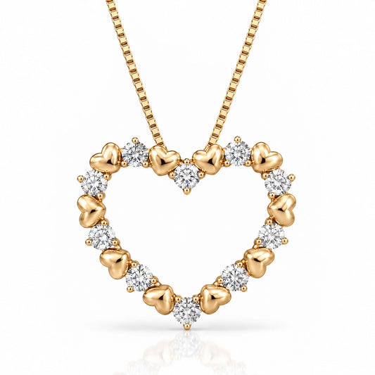 Amour Lab-Grown Diamond Open Heart Pendant - Yellow Gold