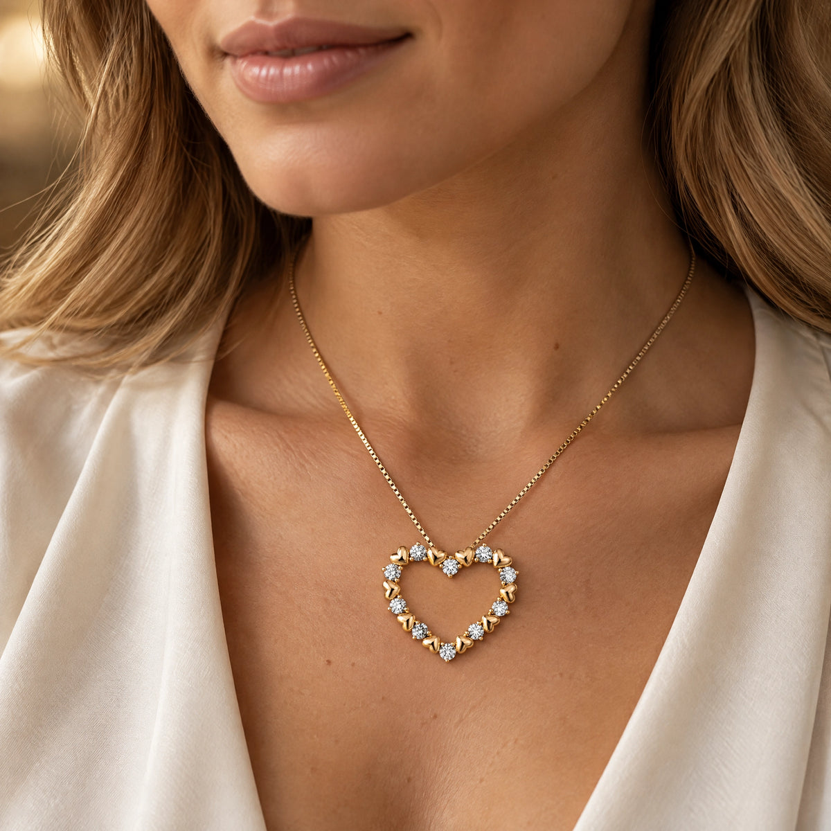 Amour Lab-Grown Diamond Open Heart Pendant - Yellow Gold