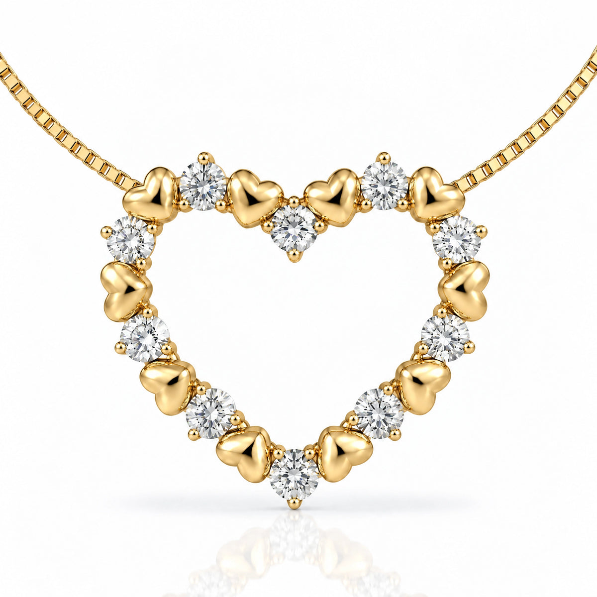 Amour Lab-Grown Diamond Open Heart Pendant - Yellow Gold