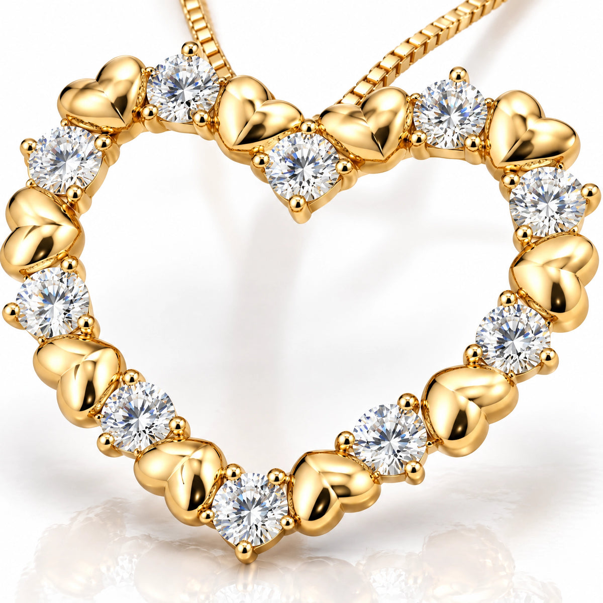 Amour Lab-Grown Diamond Open Heart Pendant - Yellow Gold