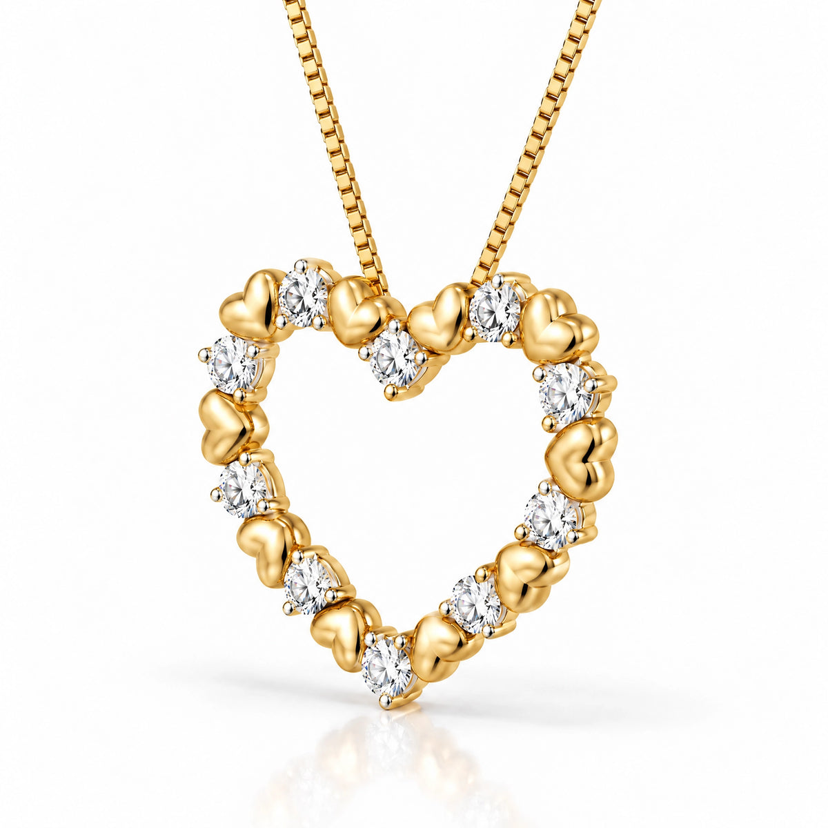 Amour Lab-Grown Diamond Open Heart Pendant - Yellow Gold