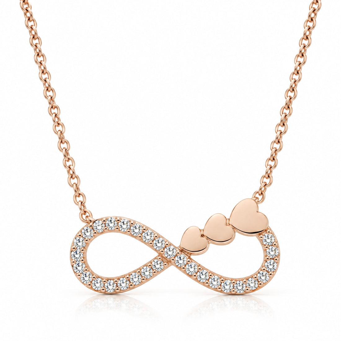 Éternité Lab-Grown Diamond Infinity Hearts Pendant - Rose Gold