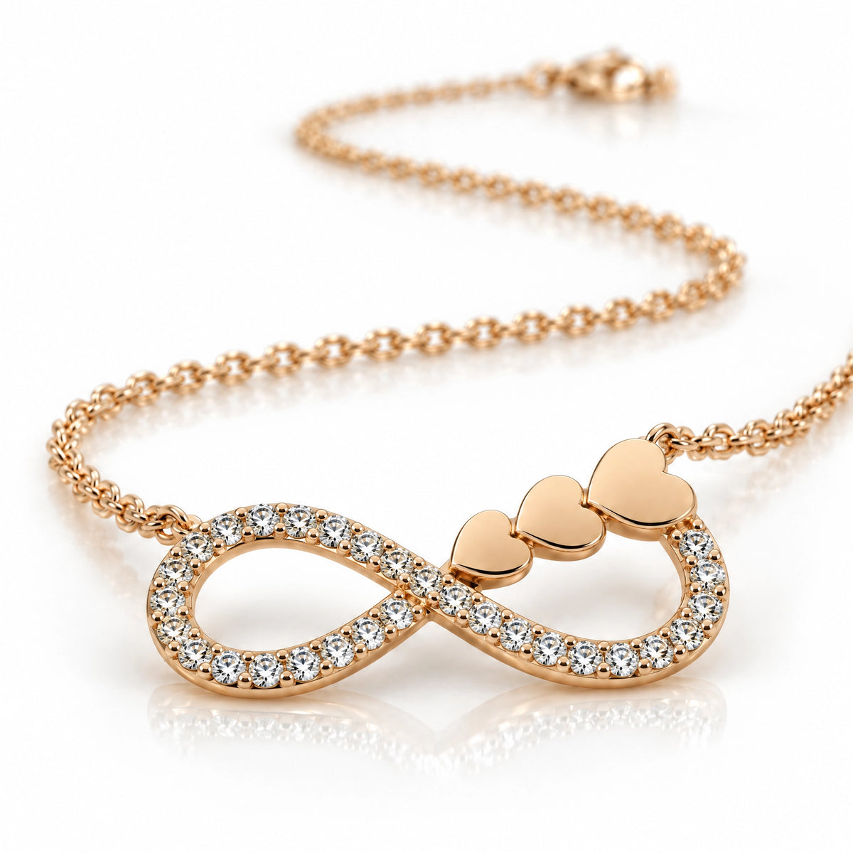 Éternité Lab-Grown Diamond Infinity Hearts Pendant - Rose Gold