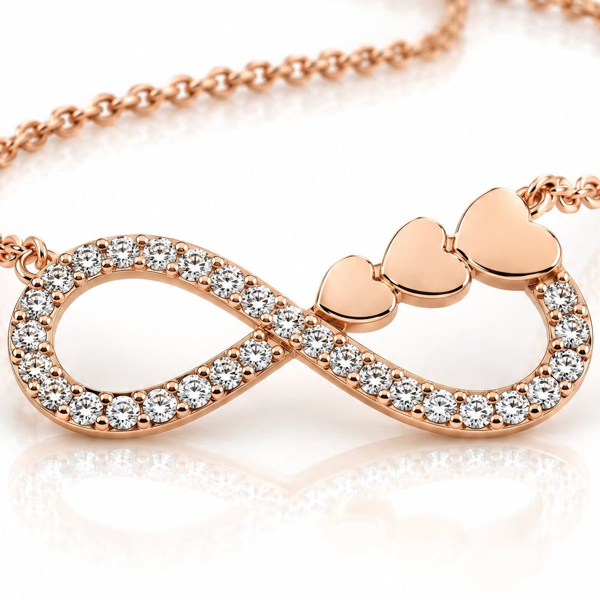 Éternité Lab-Grown Diamond Infinity Hearts Pendant - Rose Gold