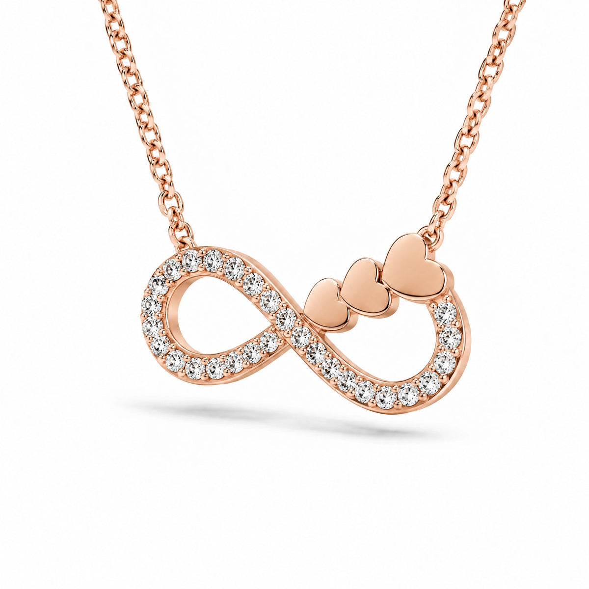 Éternité Lab-Grown Diamond Infinity Hearts Pendant - Rose Gold