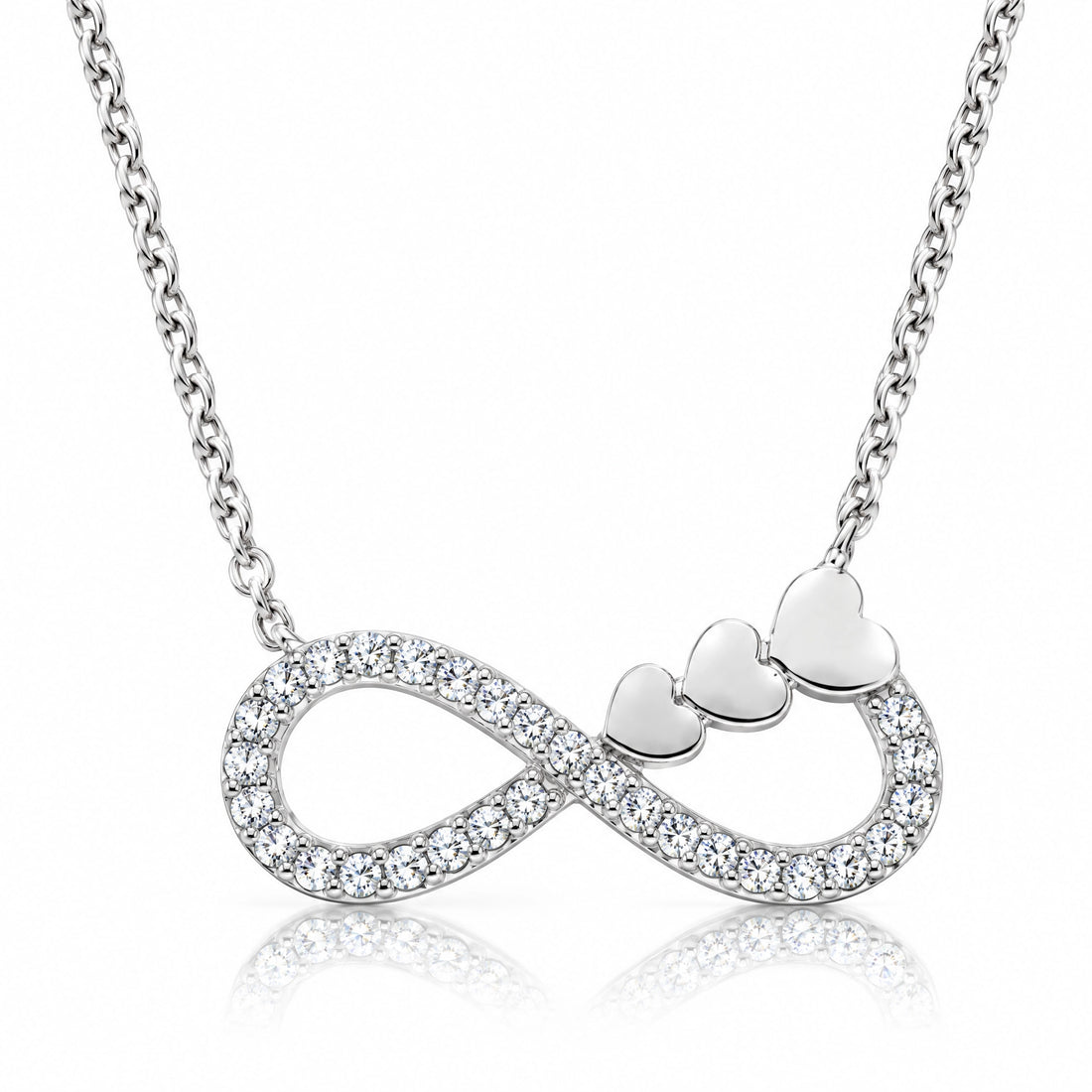 Éternité Lab-Grown Diamond Infinity Hearts Pendant - White Gold