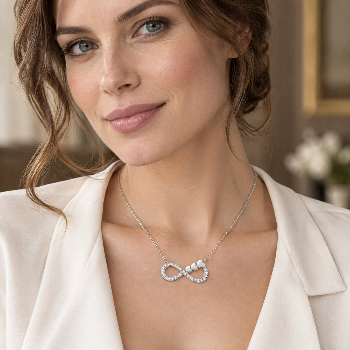 Éternité Lab-Grown Diamond Infinity Hearts Pendant - White Gold