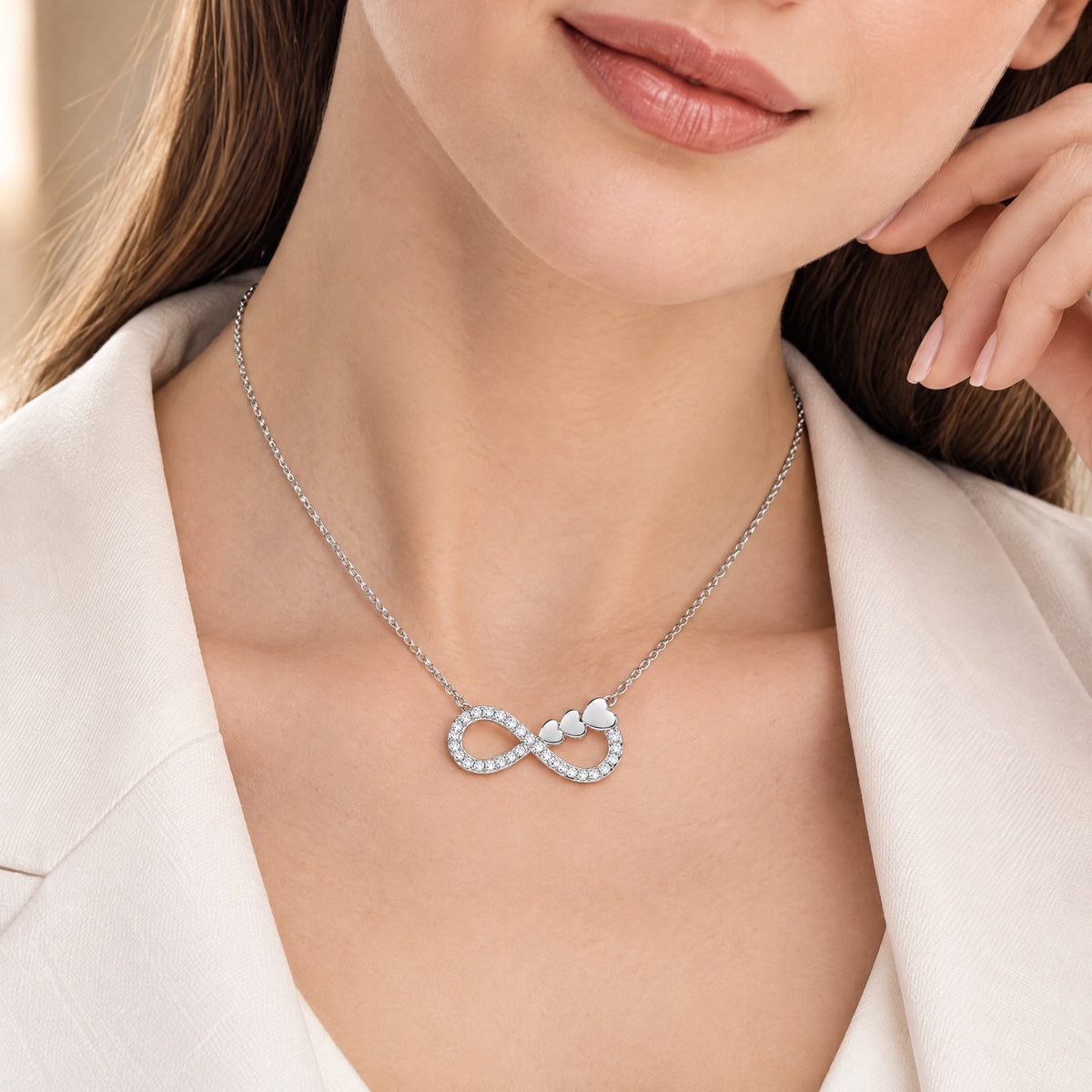 Éternité Lab-Grown Diamond Infinity Hearts Pendant - White Gold