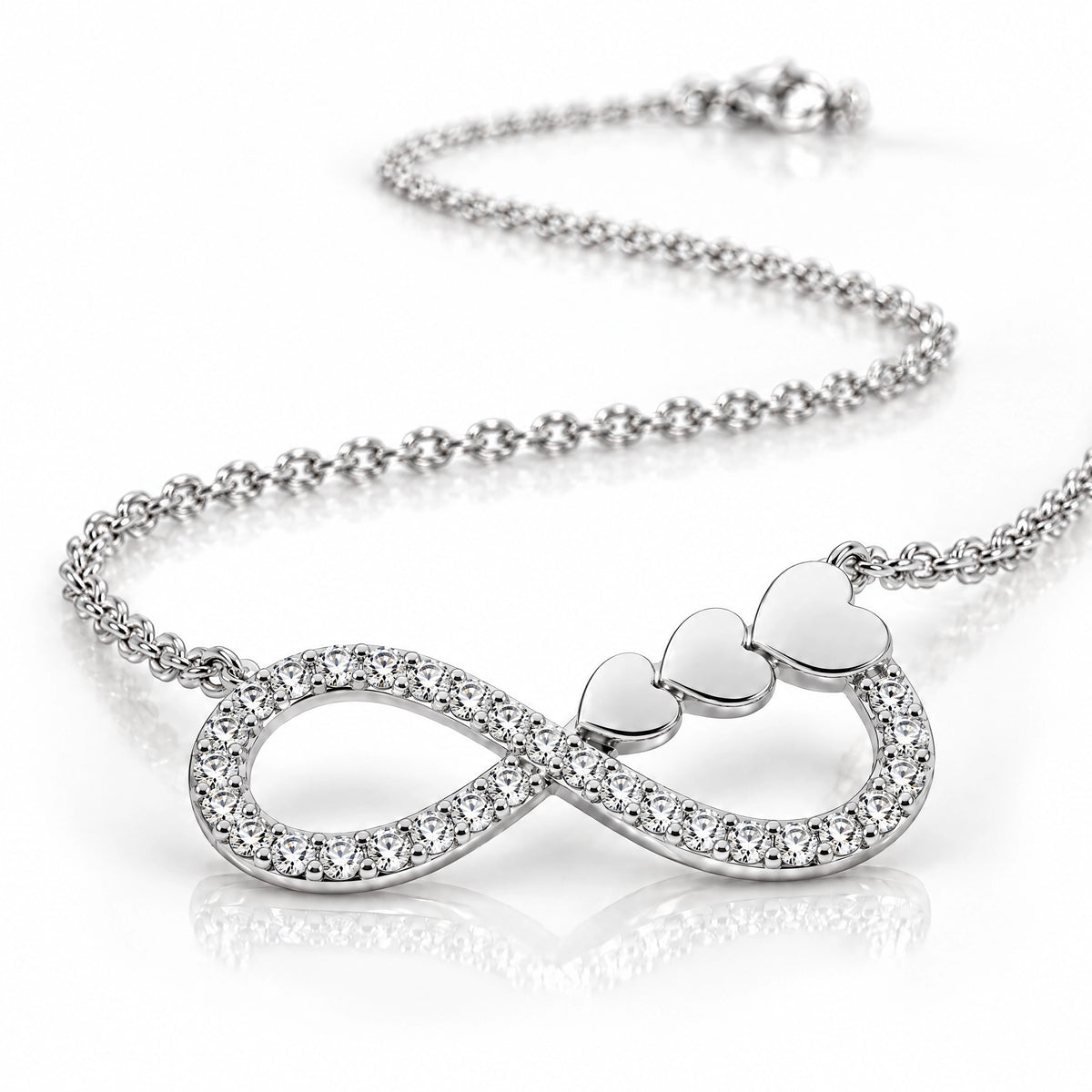 Éternité Lab-Grown Diamond Infinity Hearts Pendant - White Gold