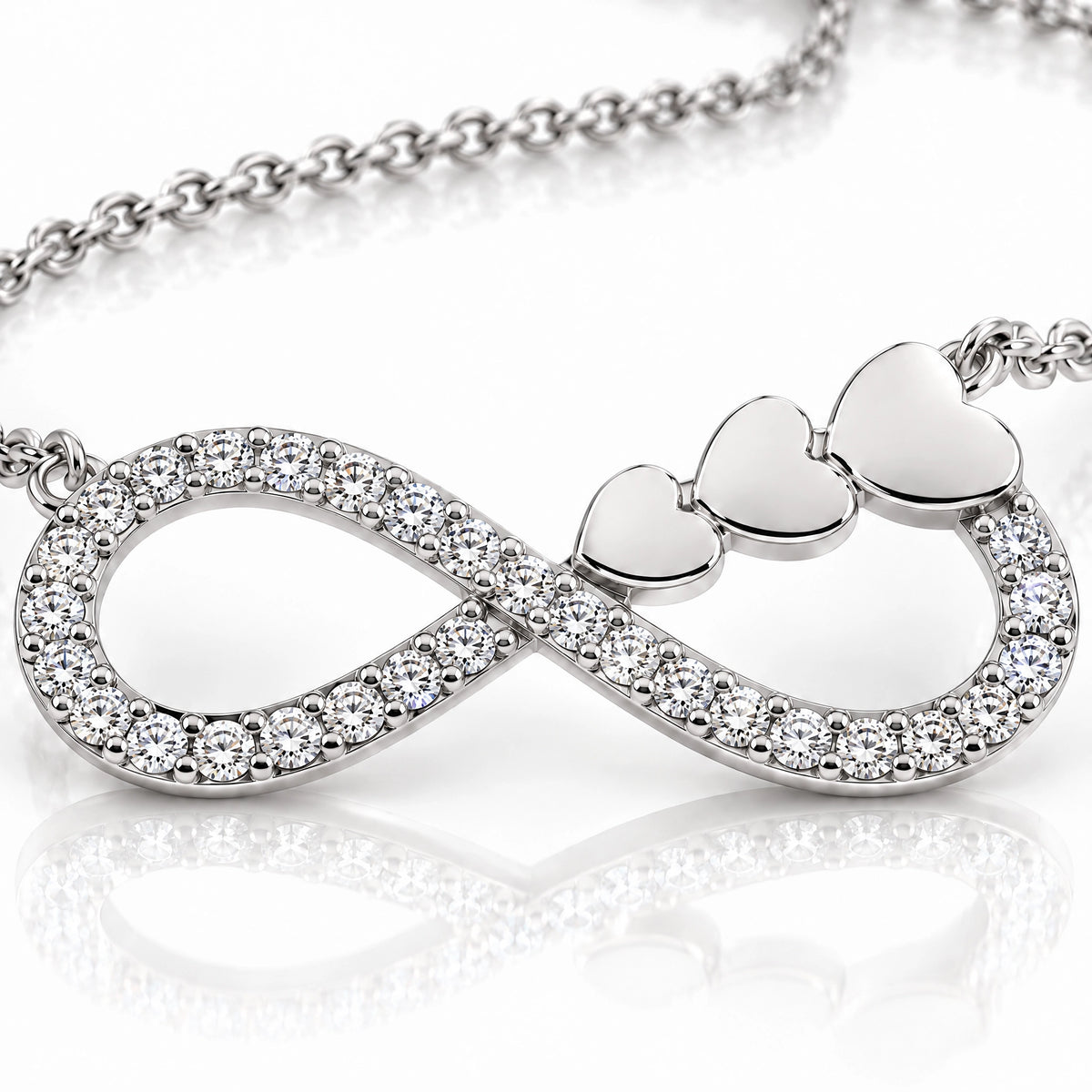 Éternité Lab-Grown Diamond Infinity Hearts Pendant - White Gold