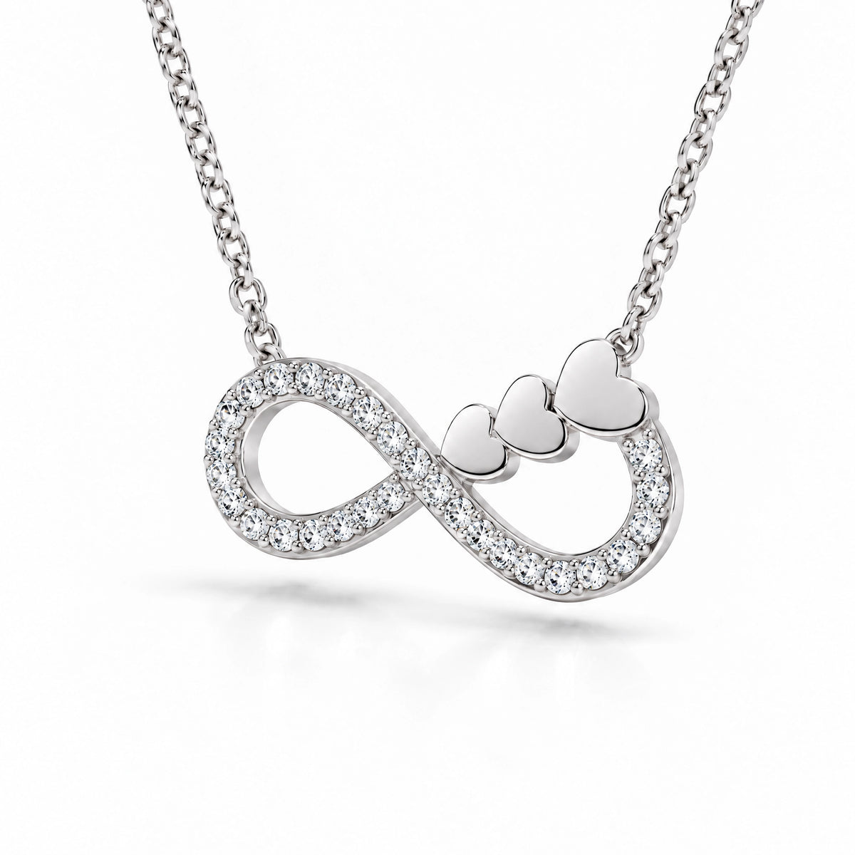Éternité Lab-Grown Diamond Infinity Hearts Pendant - White Gold