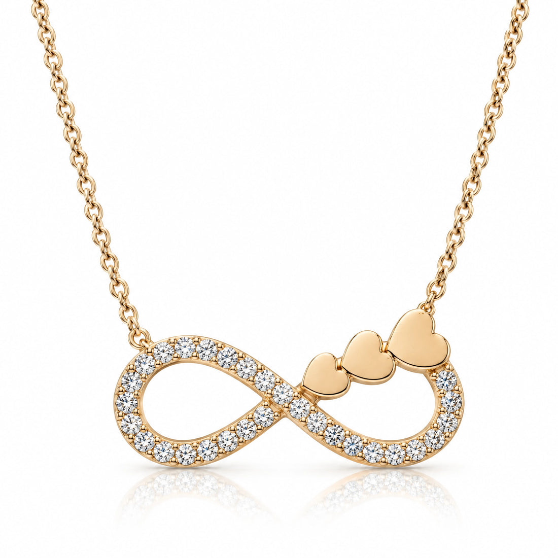 Éternité Lab-Grown Diamond Infinity Hearts Pendant - Yellow Gold