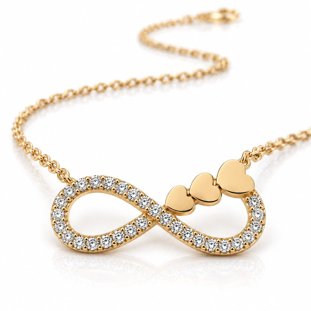 Éternité Lab-Grown Diamond Infinity Hearts Pendant - Yellow Gold