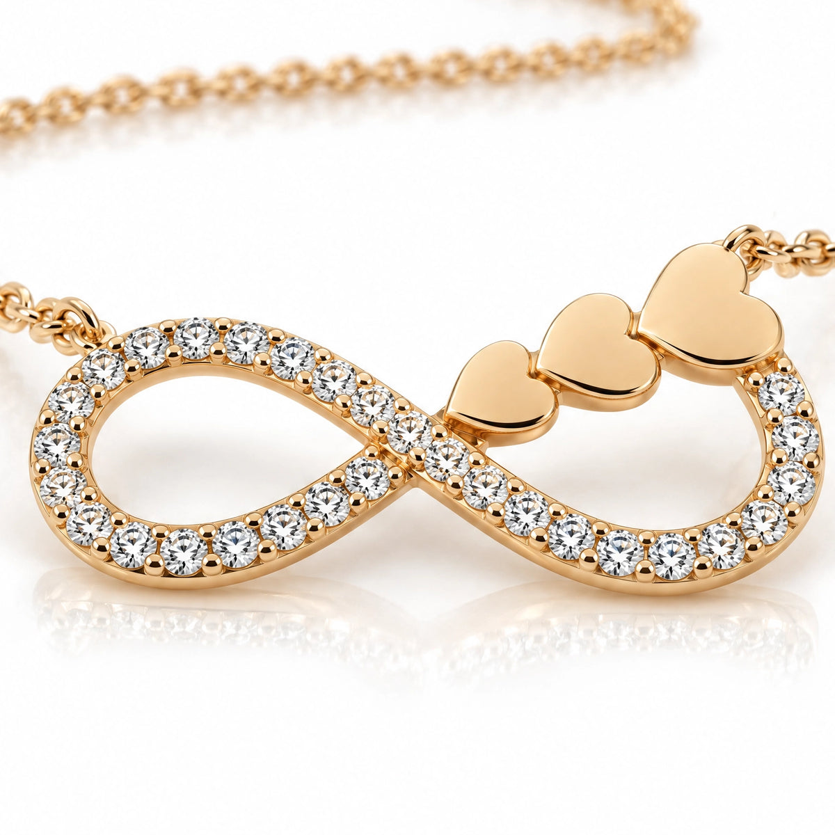 Éternité Lab-Grown Diamond Infinity Hearts Pendant - Yellow Gold