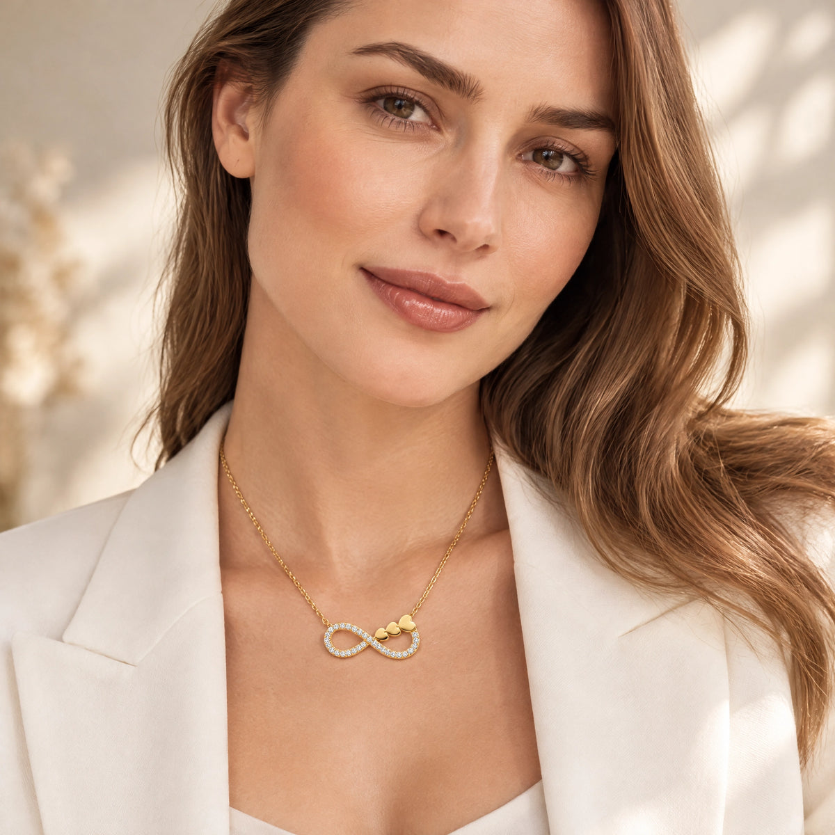 Éternité Lab-Grown Diamond Infinity Hearts Pendant - Yellow Gold