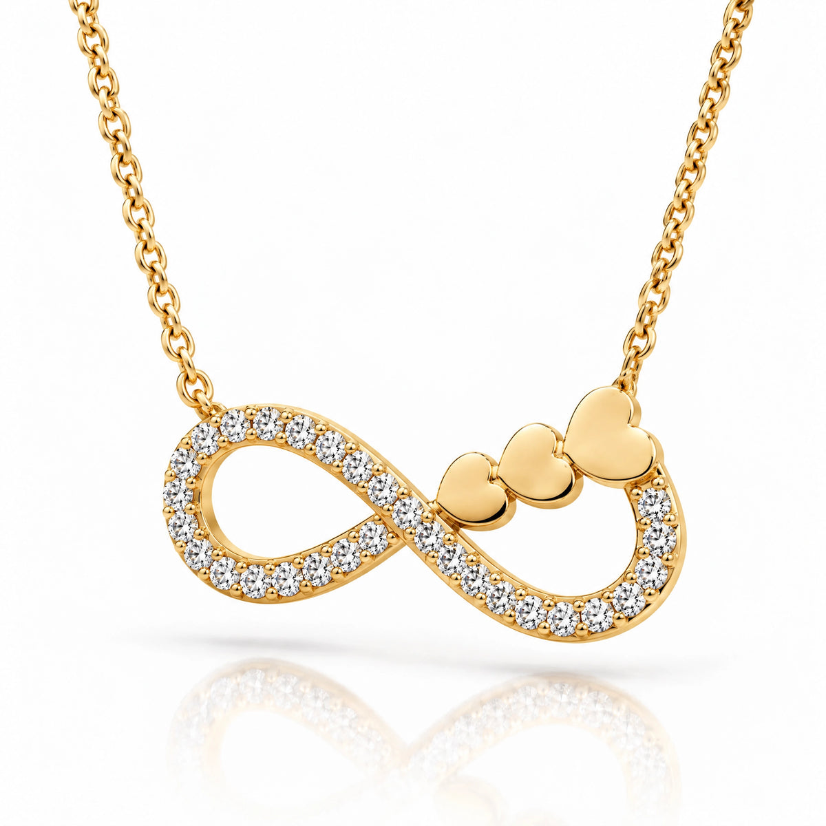 Éternité Lab-Grown Diamond Infinity Hearts Pendant - Yellow Gold