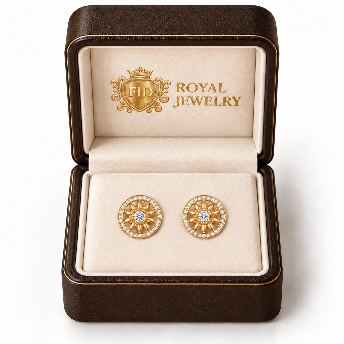 Soleil Lab-Grown Diamond Sunflower Stud Earrings - Yellow Gold
