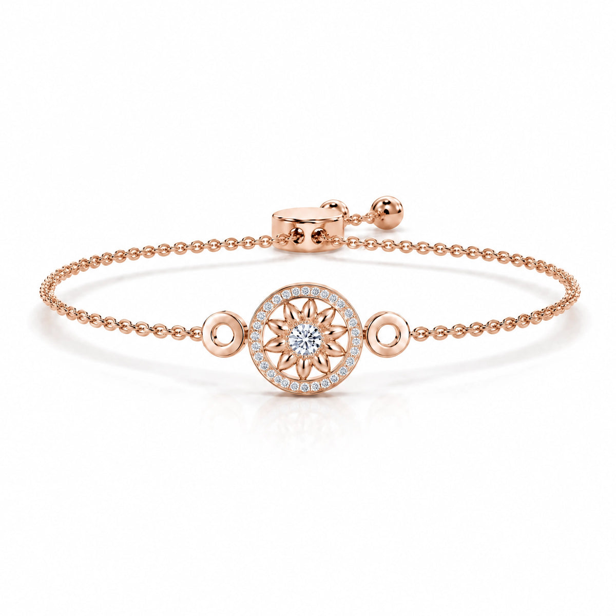 Soleil Lab-Grown Diamond Sunflower Chain Bracelet - Rose Gold