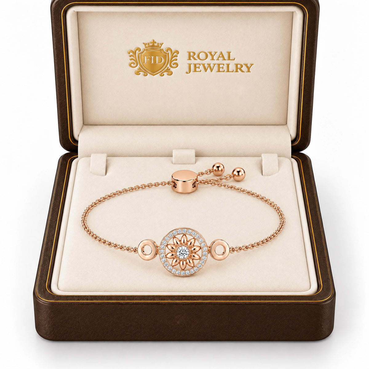 Soleil Lab-Grown Diamond Sunflower Chain Bracelet - Rose Gold