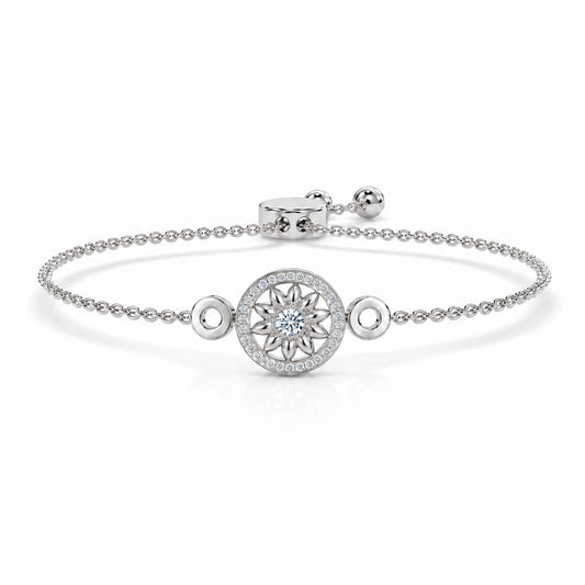Soleil Lab-Grown Diamond Sunflower Chain Bracelet - White Gold