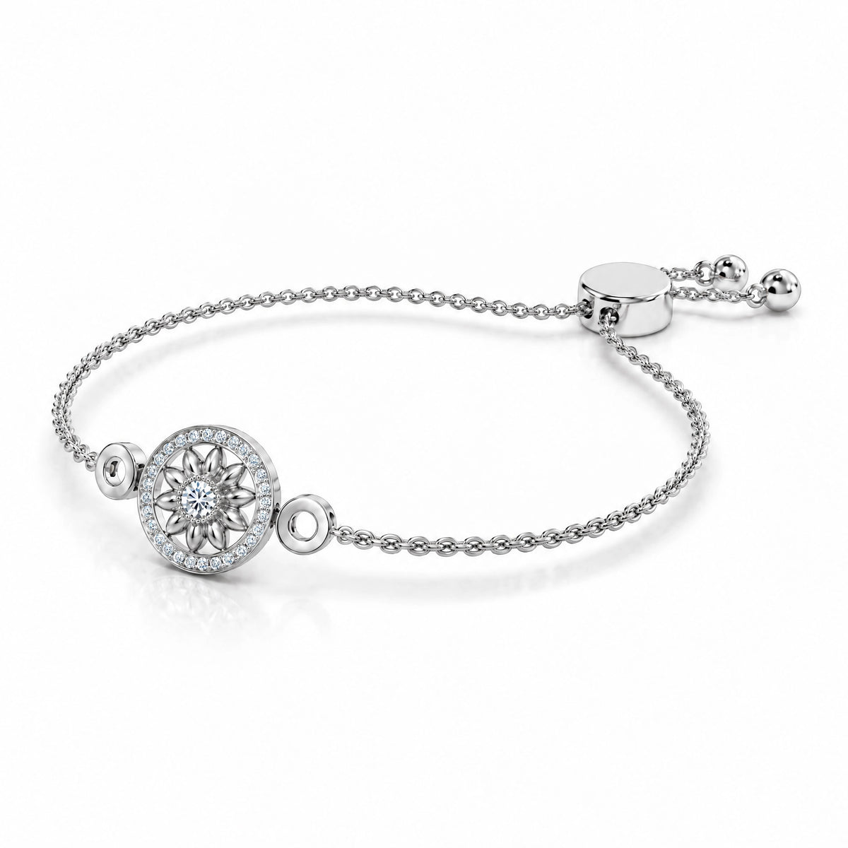Soleil Lab-Grown Diamond Sunflower Chain Bracelet - White Gold
