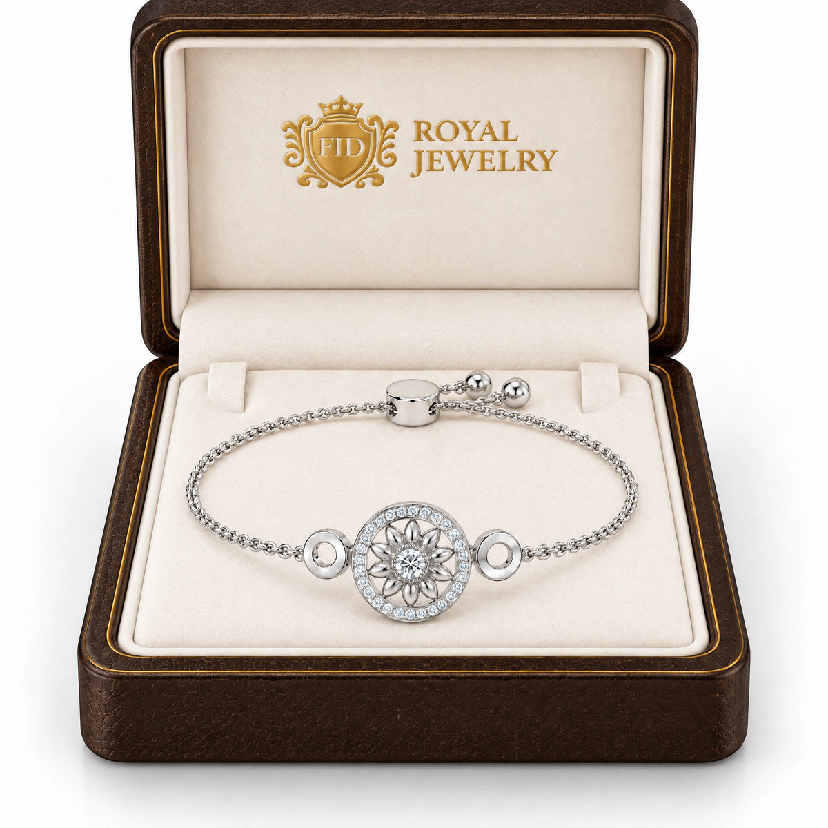 Soleil Lab-Grown Diamond Sunflower Chain Bracelet - White Gold