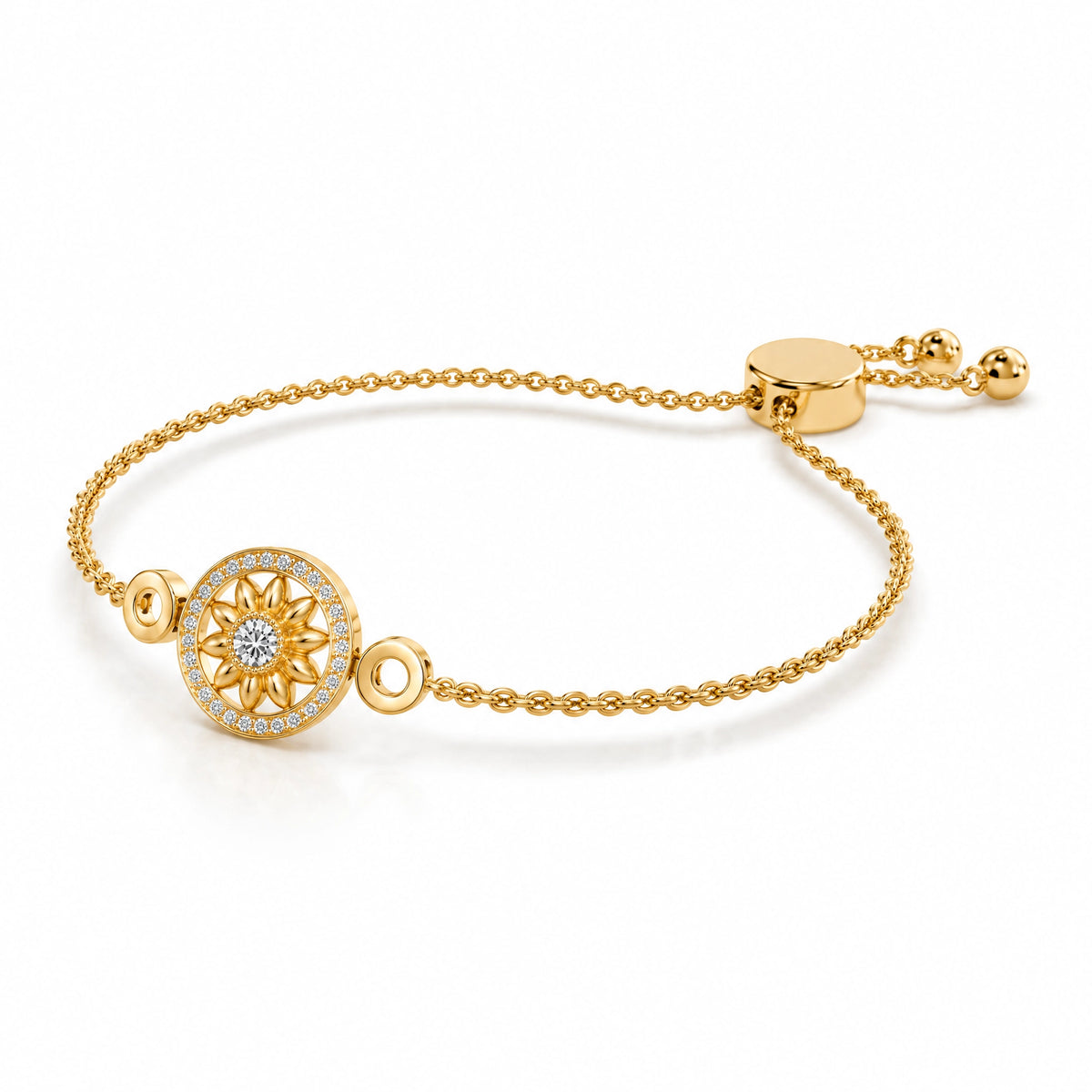 Soleil Lab-Grown Diamond Sunflower Chain Bracelet - Yellow Gold